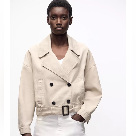 Zara Double-Breasted Trench Coat | L - Picture 2 of 12